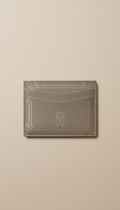 Stone Grey Leather Cardholder Gold Foil
