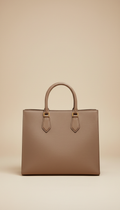 Taupe Italian Leather Structured Tote