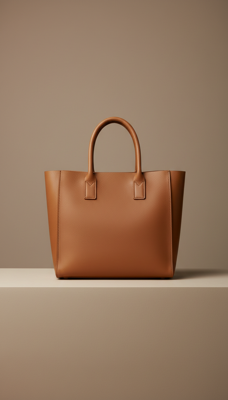 Structured full-grain leather tote