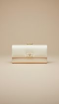 Ivory Silk Clutch With Brushed Gold