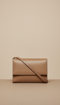 Minimalist crossbody bag in Driftwood leather