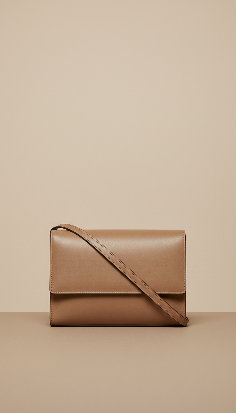 Minimalist crossbody bag in Driftwood leather